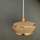 Suspension vintage lampshade in frosted yellow and gold glass
