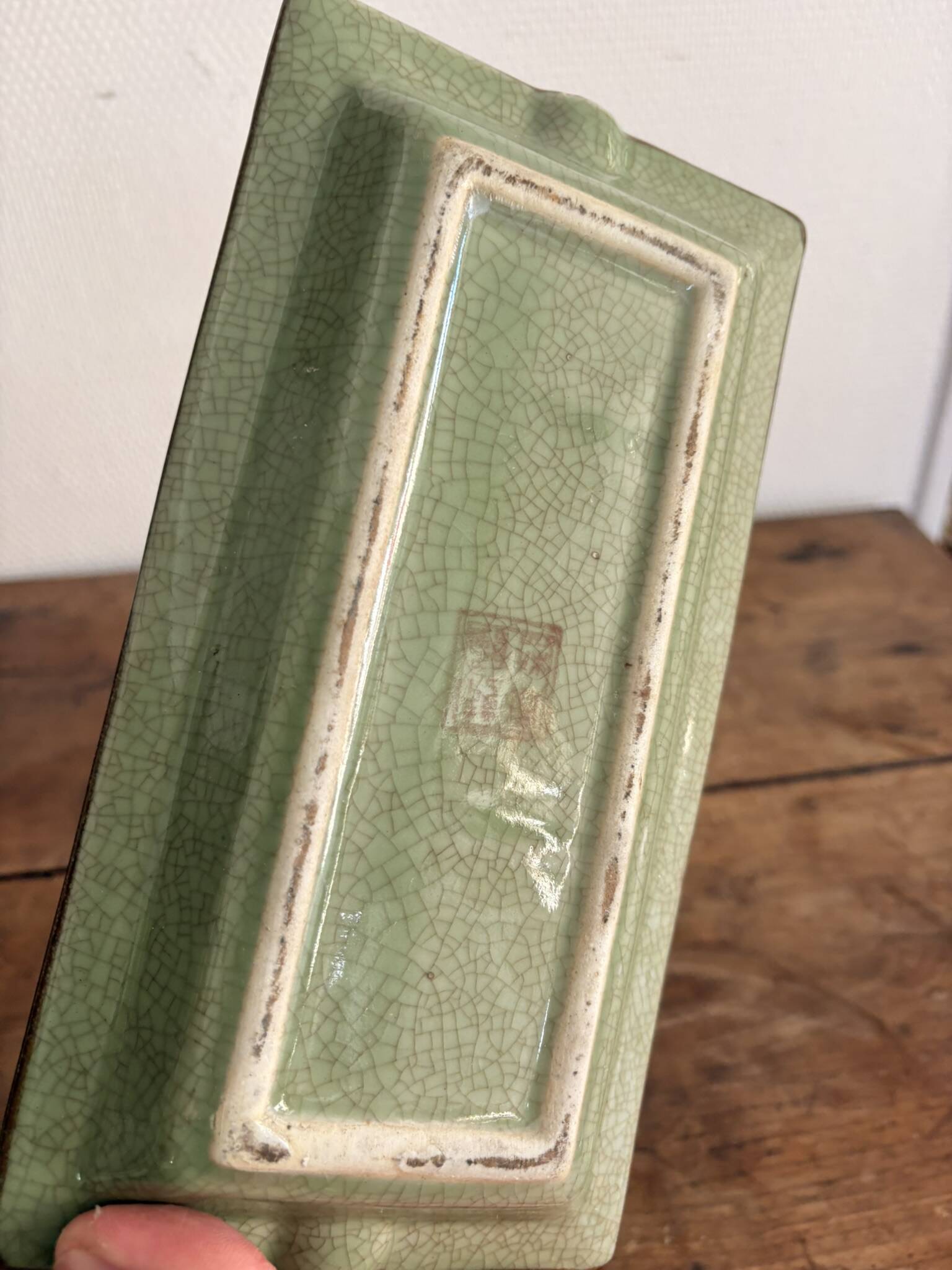 Celadon Ashtray Fish China Japan Cracked Asian Ceramic 20th Century