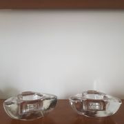 Set of 2 glass candle holders