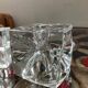 Series of 6 vintage cube candlesticks in molded glass