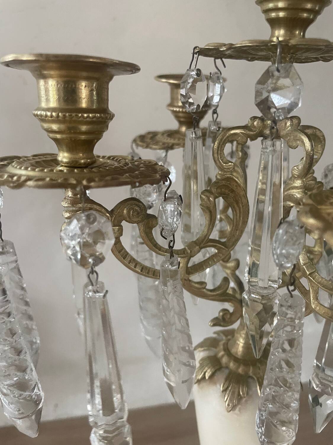 19th century marble, brass and tassel chandelier