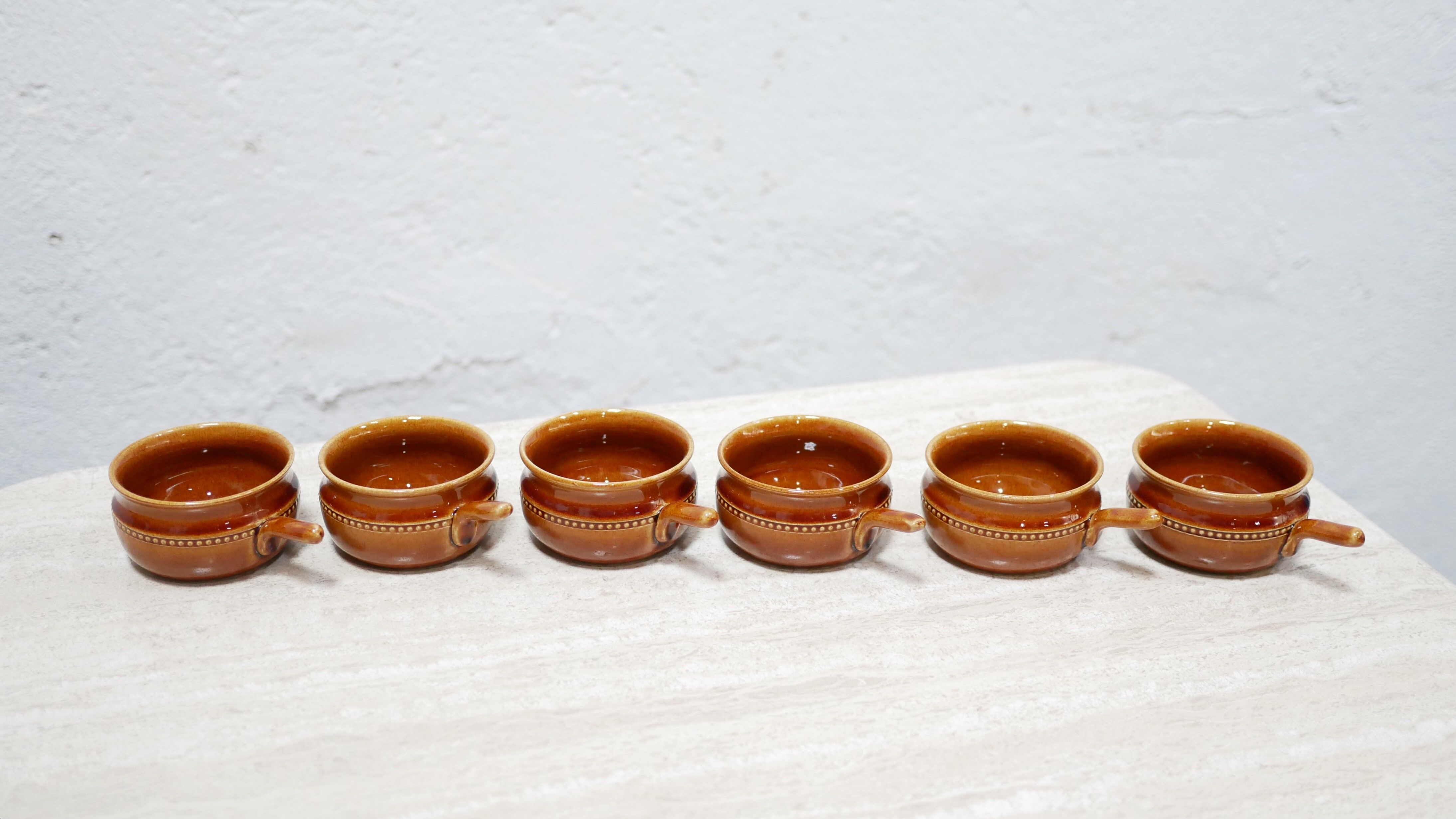 Series of 6 vintage Scandinavian ceramic cups by Höganäs Keramik
