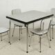 Ensemble Table et 4 chaises Formica Blanc et zébrures grises ou brunes