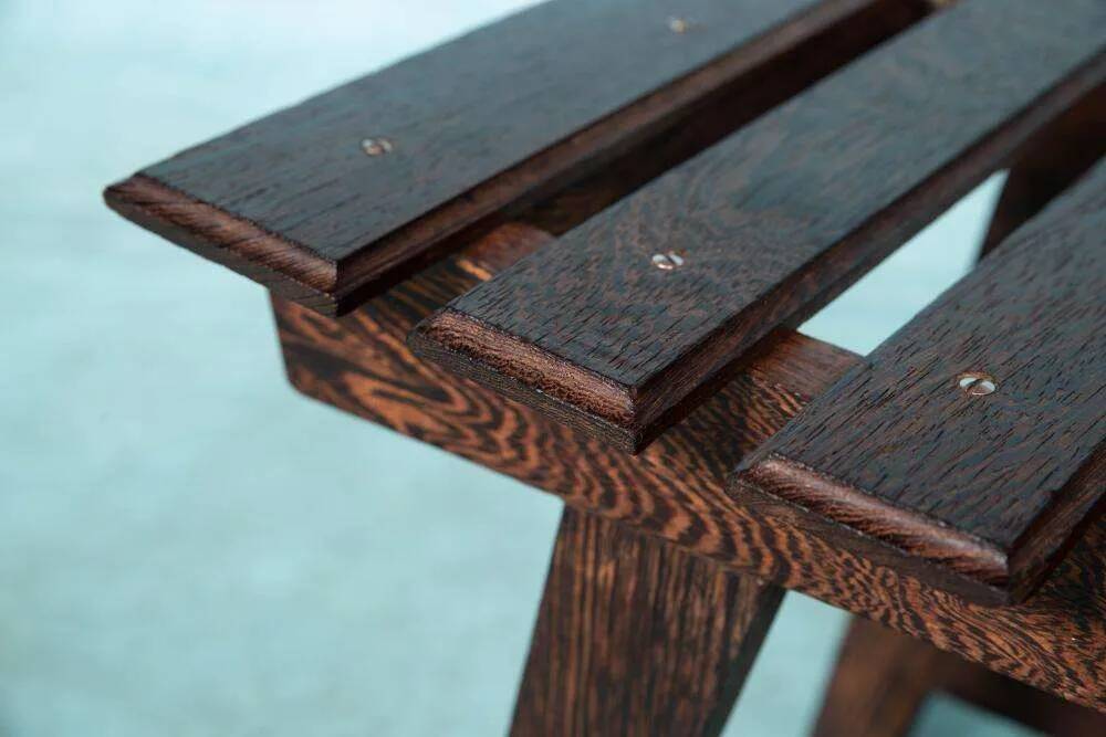 Bohemian footrest in wenge, 1970s Japandi stool