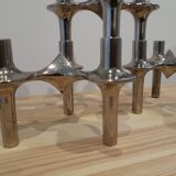 Set of modular Nagel candlesticks from the 1970s + 7 vintage candles
