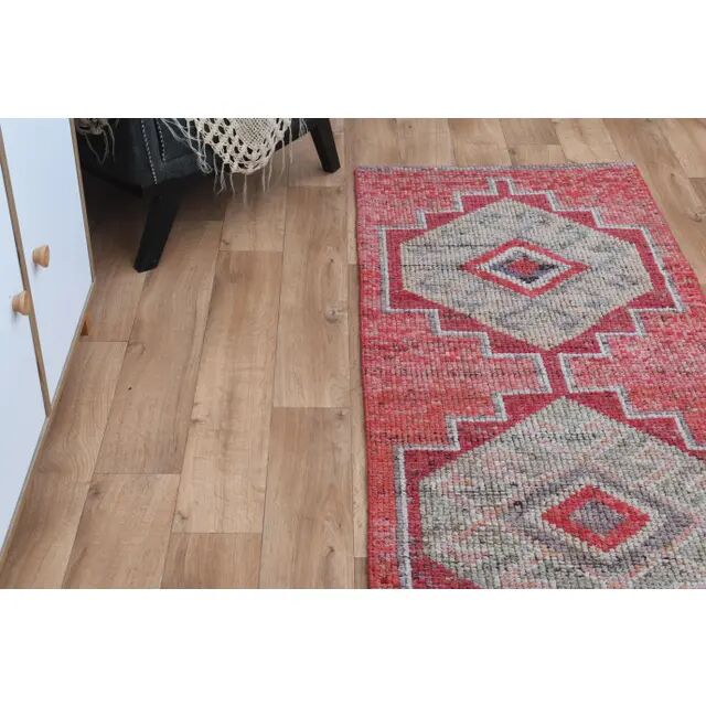1970s Pink Turkish Handmade Vintage Oushak Wool Runner 84x269