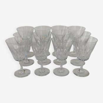 12 verres en cristal de baccarat modèle côte d'azur, années 60.