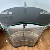 Rounded bar in tempered glass 1980