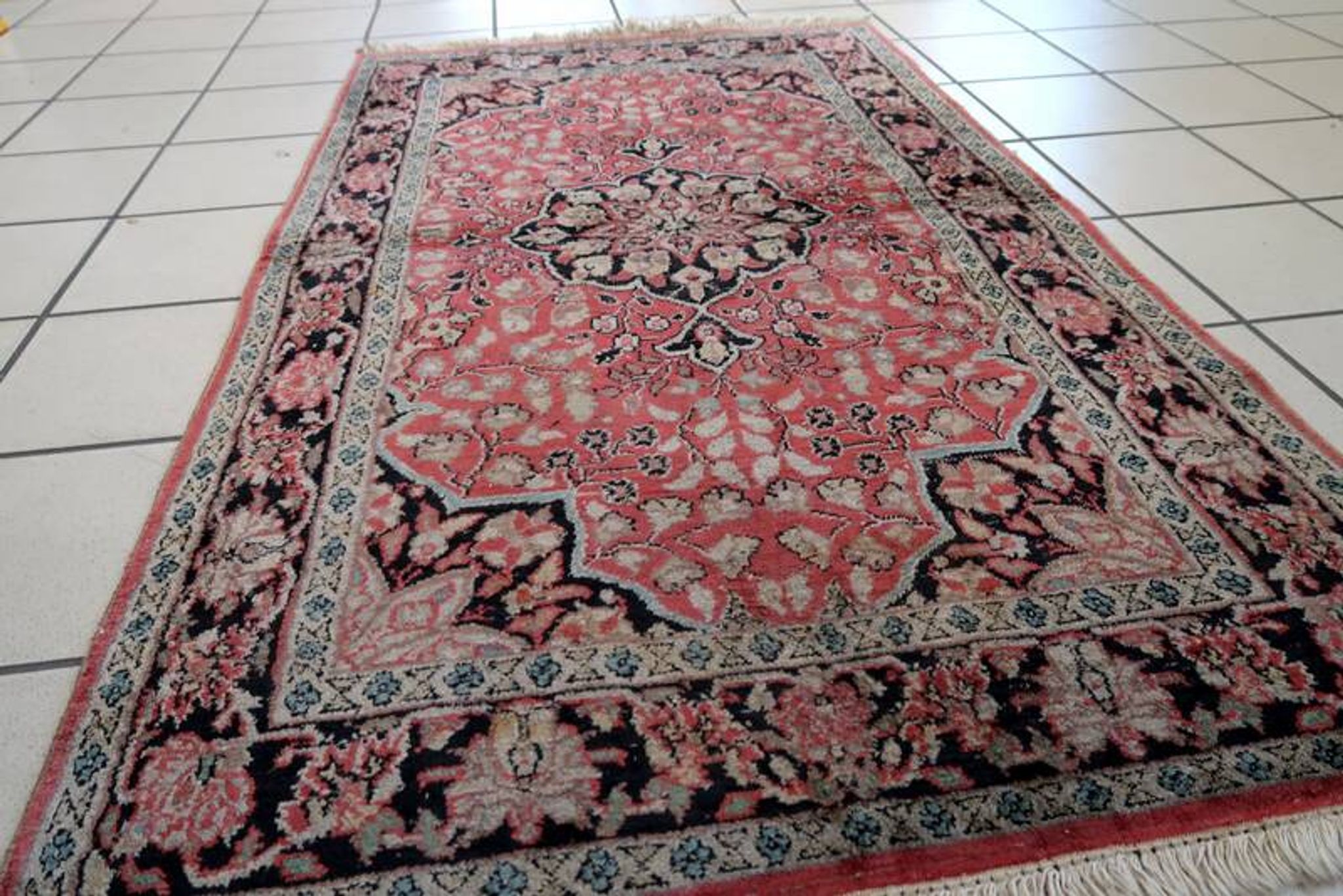 Tapis Tabriz Vintage Fait Main en Laine du Cachemire – 78 x 129 cm