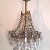Lustre ancien forme montgolfière en laiton 4 feux