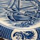 Large decorative wall plate blue and white windmills Delft style 41 cm