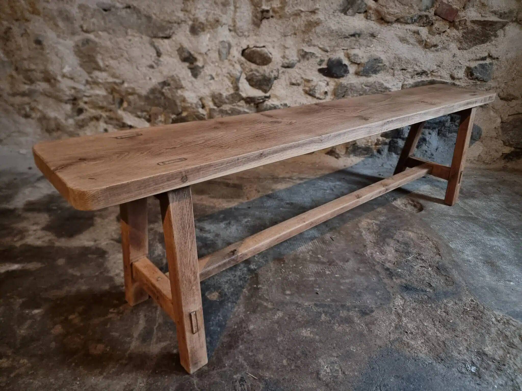 Vintage oak bench, French, 1960s