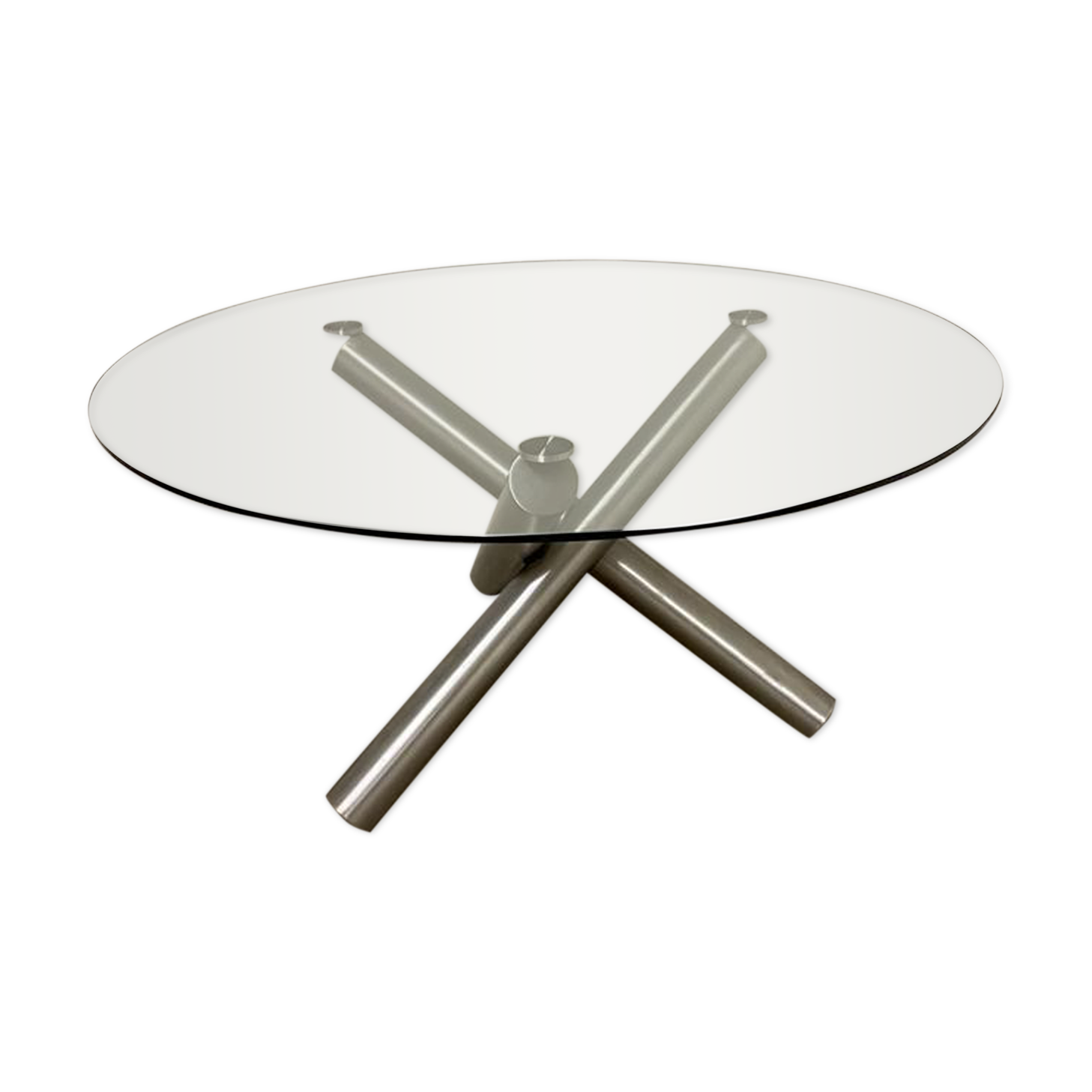 Table ronde verre et pieds inox | Selency