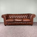 Chesterfield 3-seater calf leather sofa
