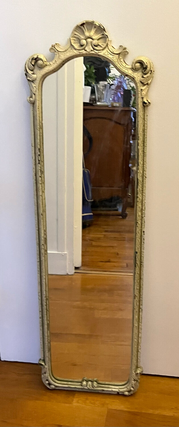 Carved painted wooden mirror