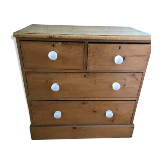 Commode anglaise pin ciré 19e