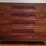 1900 cherry chest of drawers with red marble