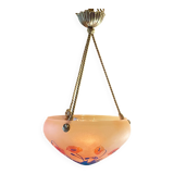 Suspension, chandelier in engraved glass paste "La Rochère", year 80