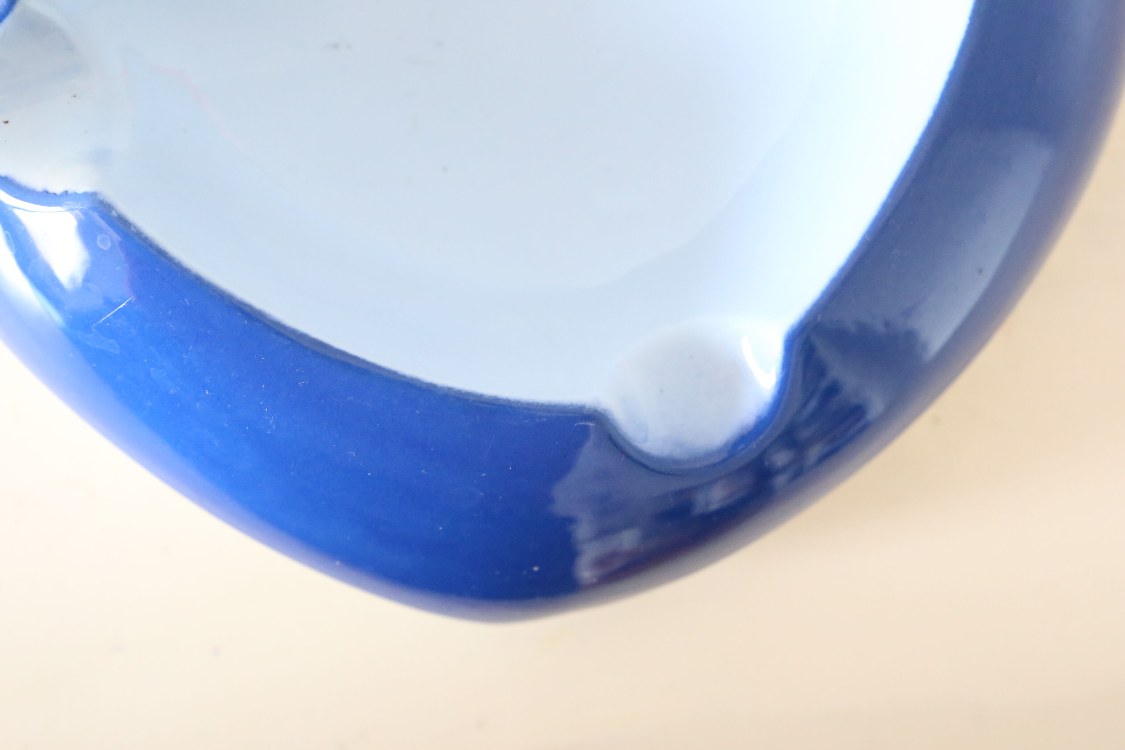 Empty pocket or blue ceramic ashtray, vintage
