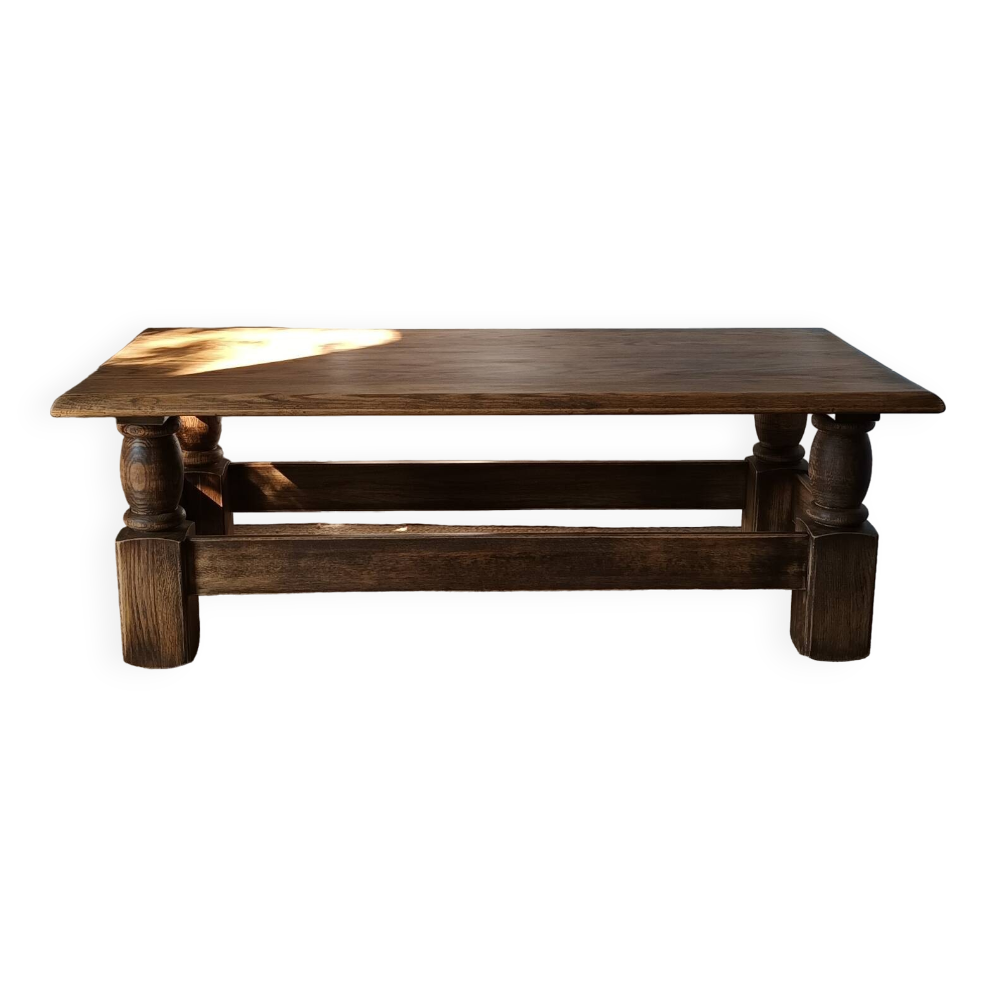Vintage Brutalist Solid Oak Coffee Table