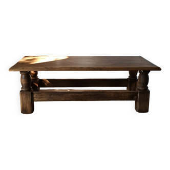 Vintage Brutalist Solid Oak Coffee Table
