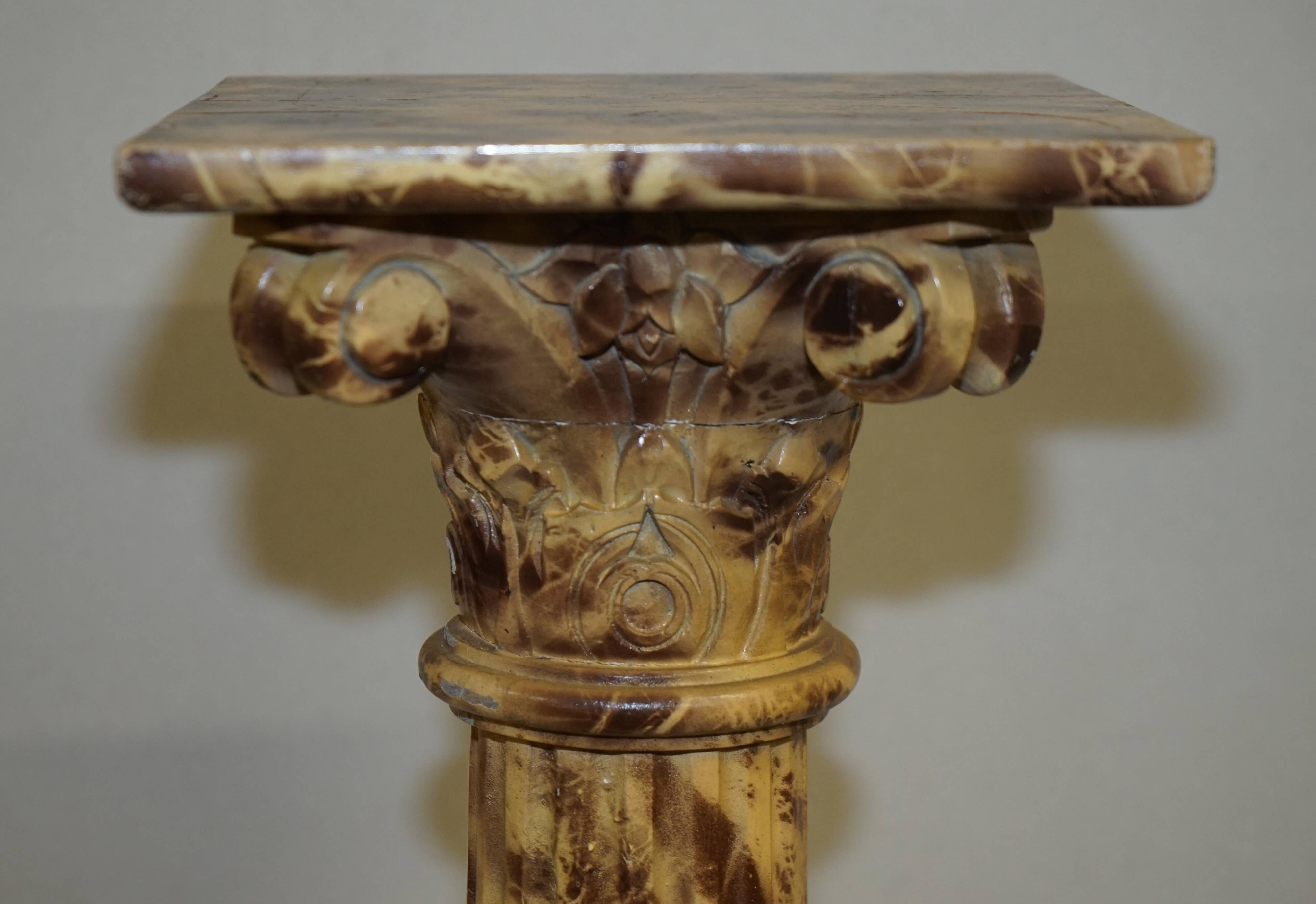 Pair of hand-carved Corinthian pillar bases