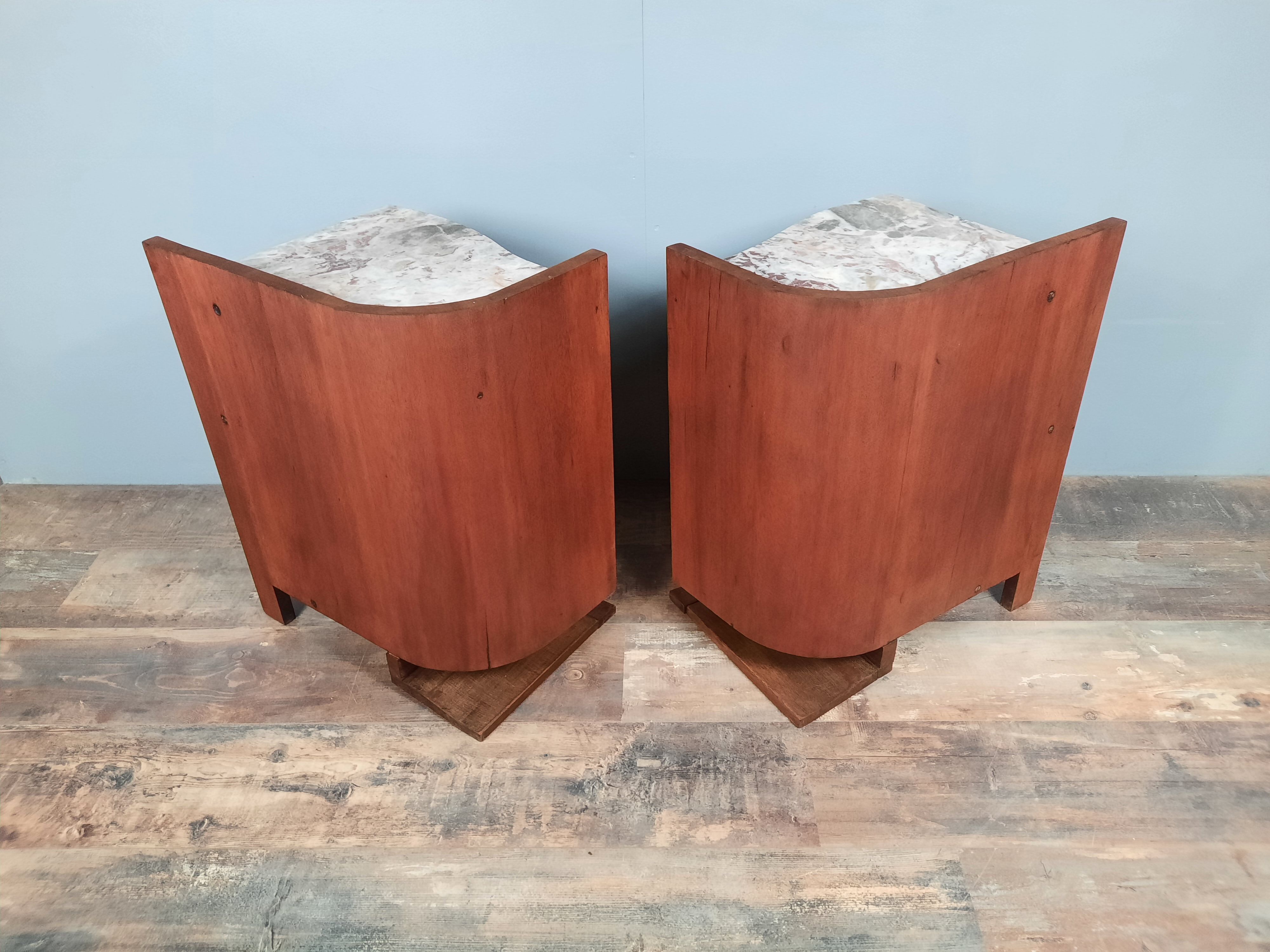 Pair of Art Deco mahogany bedsides