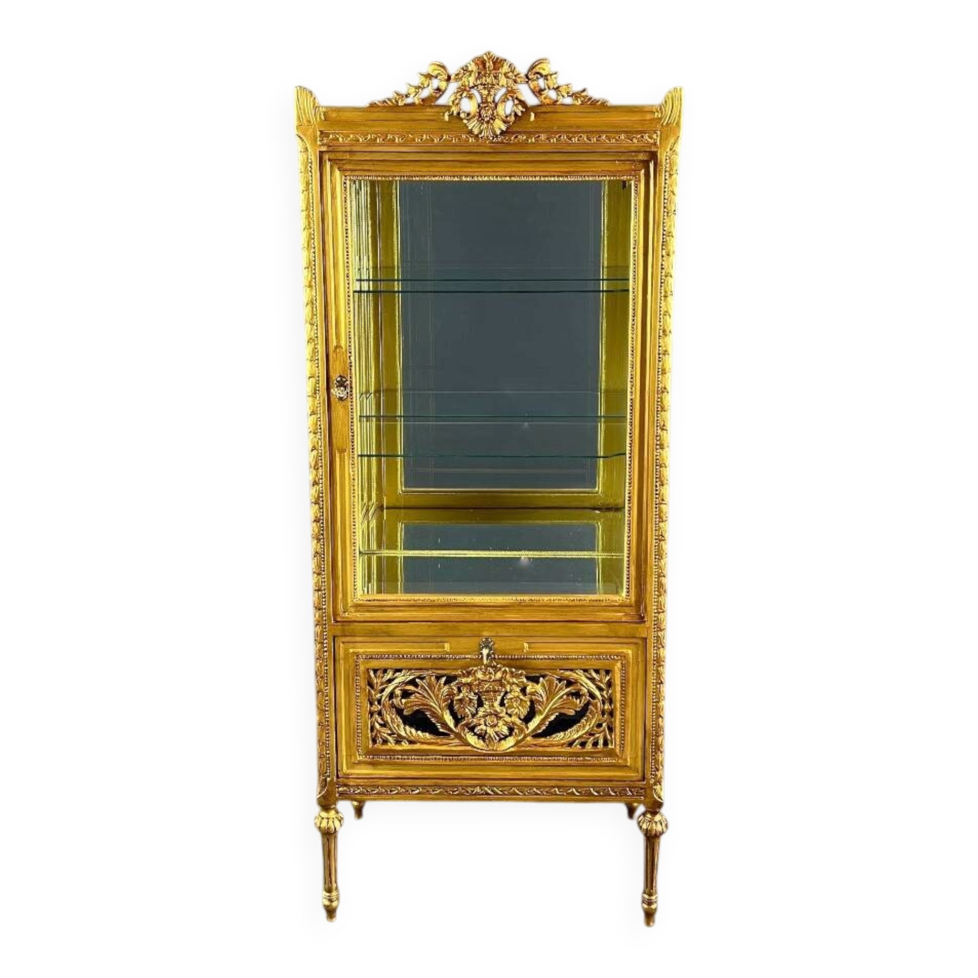 Carved and gilded wooden display cabinet, Louis XVI style, 20th century.
