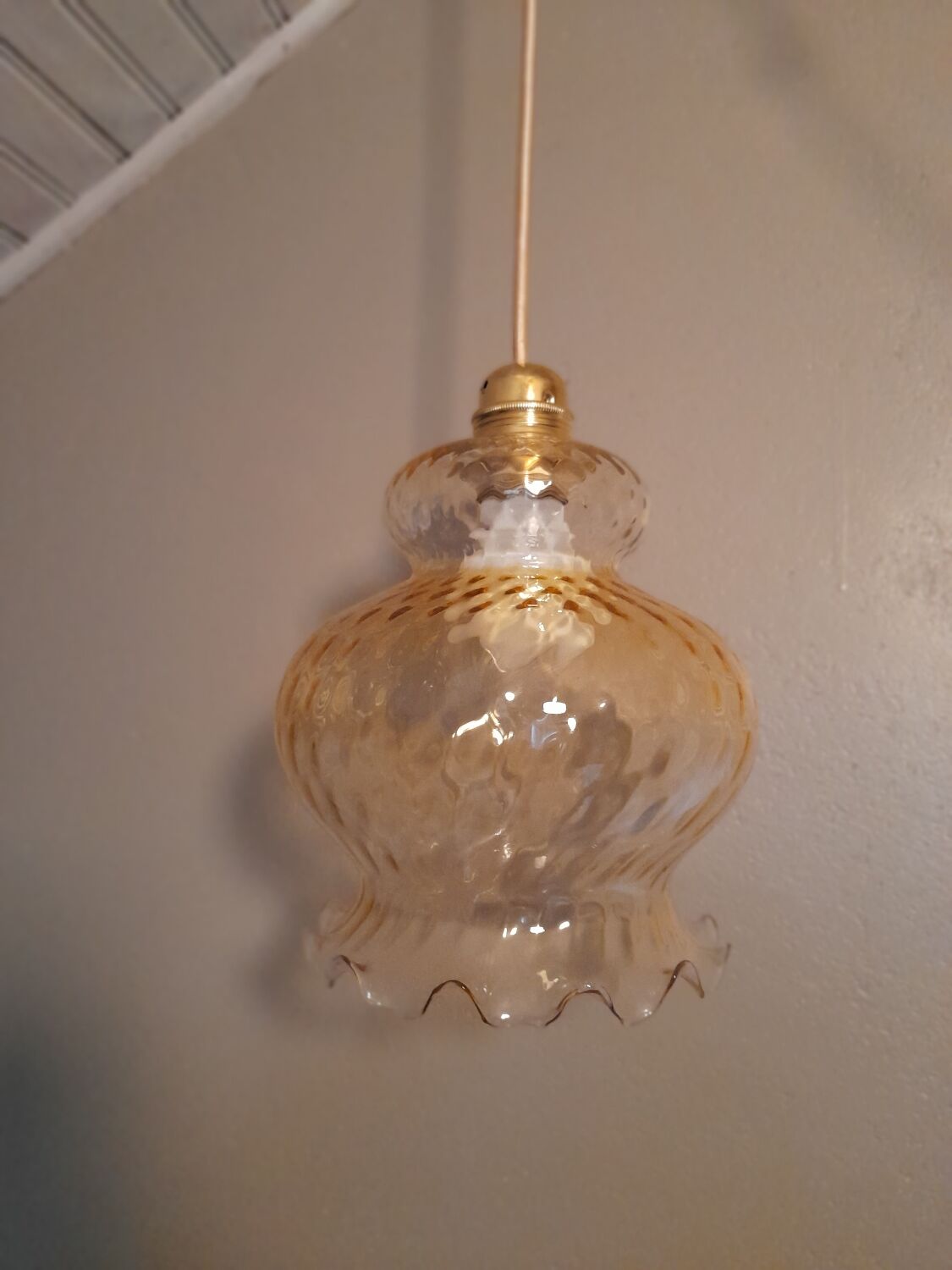 Tulip suspension amber glass, vintage