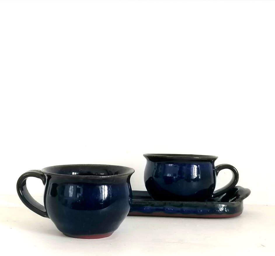 Duo lunch in glazed terracotta, Japan around 1940