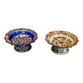 Pair of footed bowls in Canton enamel – China – floral decoration - F