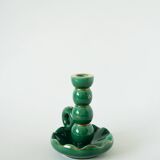 ceramic candle holder, Green & Gold, 1960