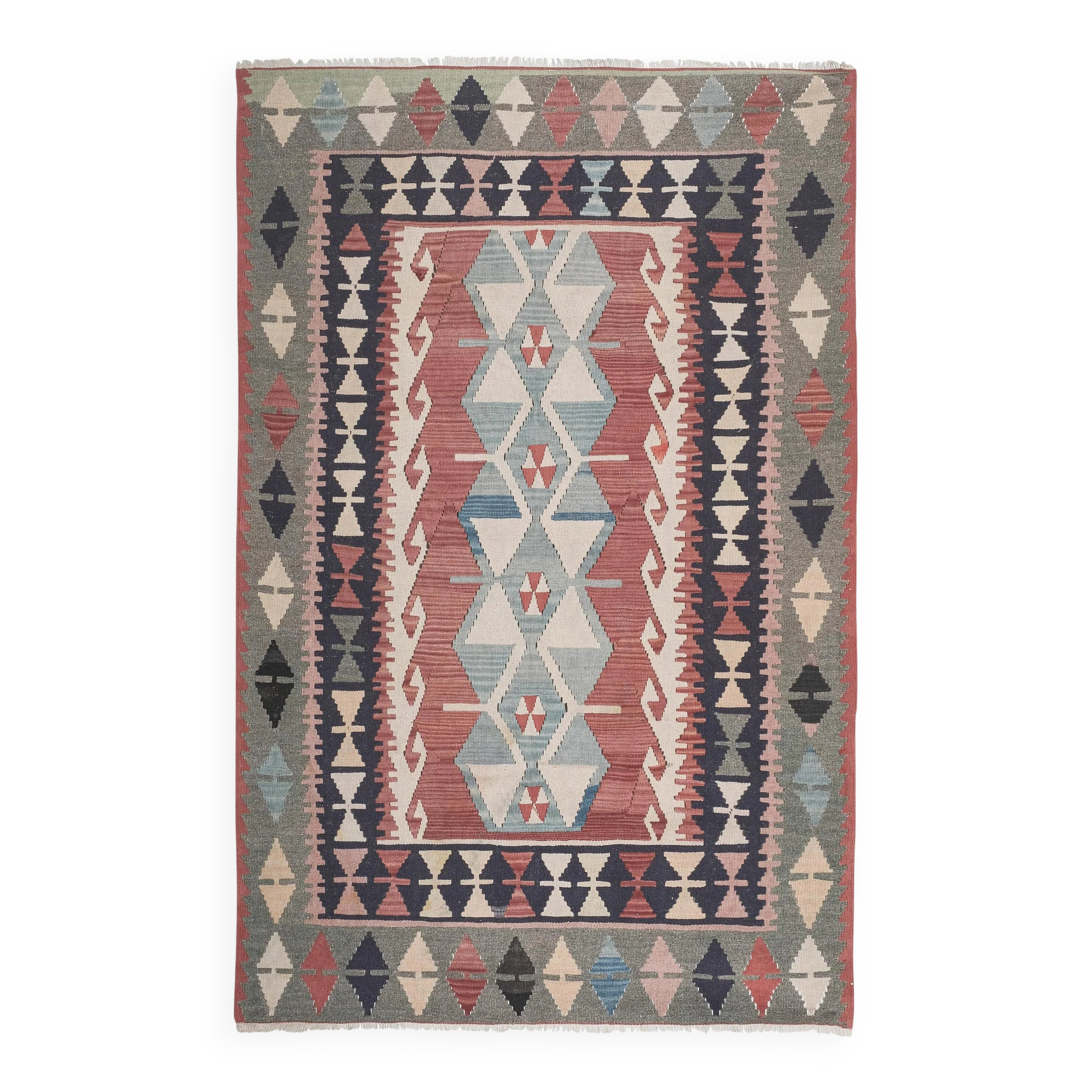 Vintage Turkish kilim, handwoven, 142x220 cm.