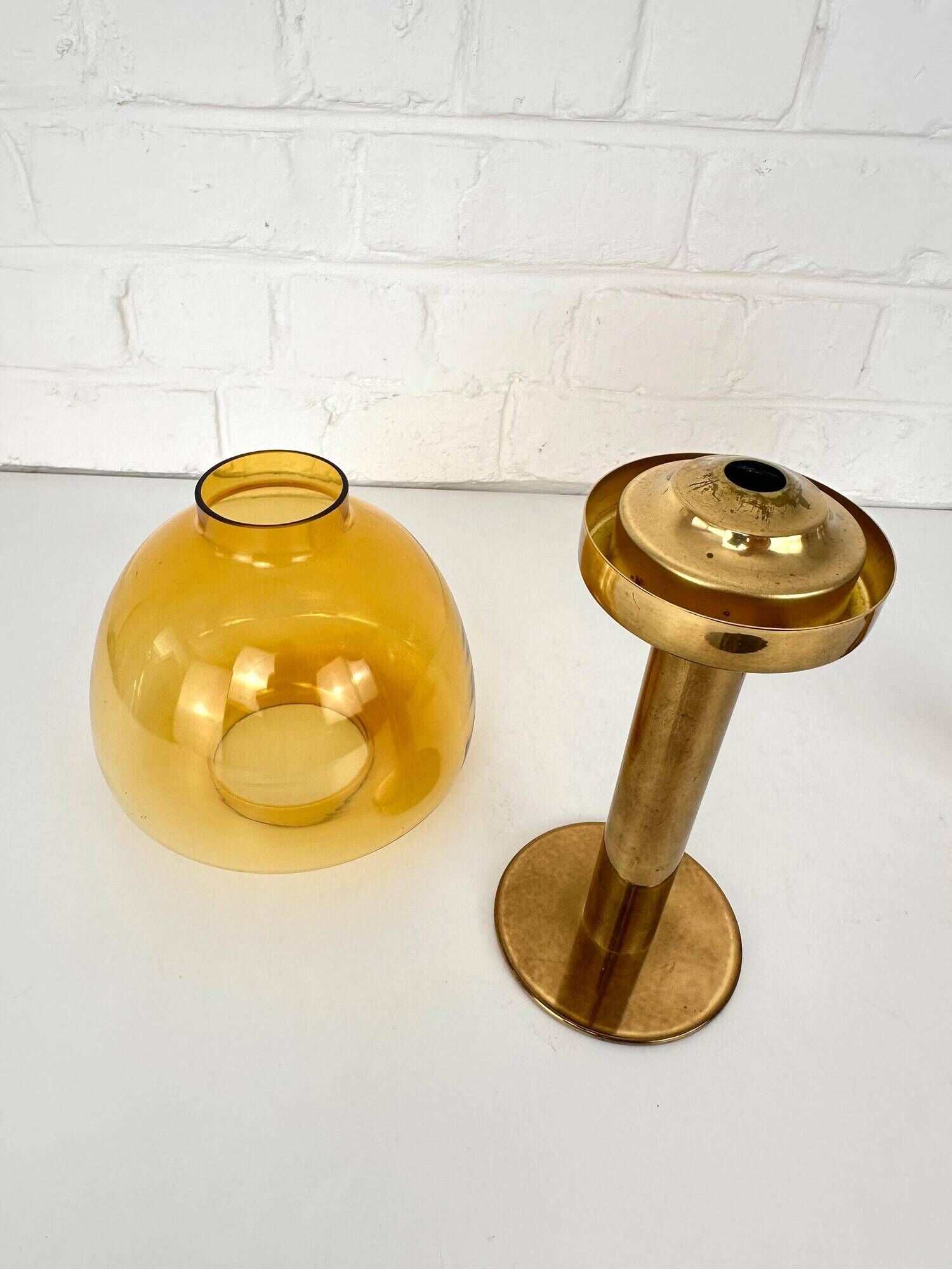Pair of brass candle holders by Hans-Agne Jakobsson L102/32, Sweden, 1970.