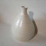 White and yellow striped handmade vase