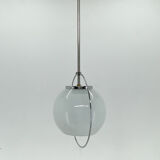 Mid-century milk glass & chrome pendant light