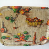 Old service tray 1950s/60s fiberglass decoration carrot bread kitchen