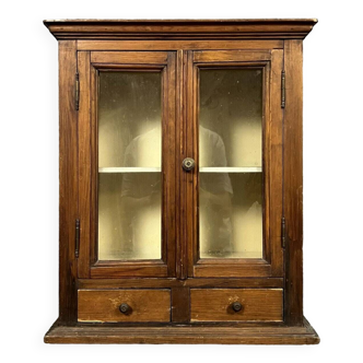 Louis Philippe period wall display case in stained wood circa 1830
