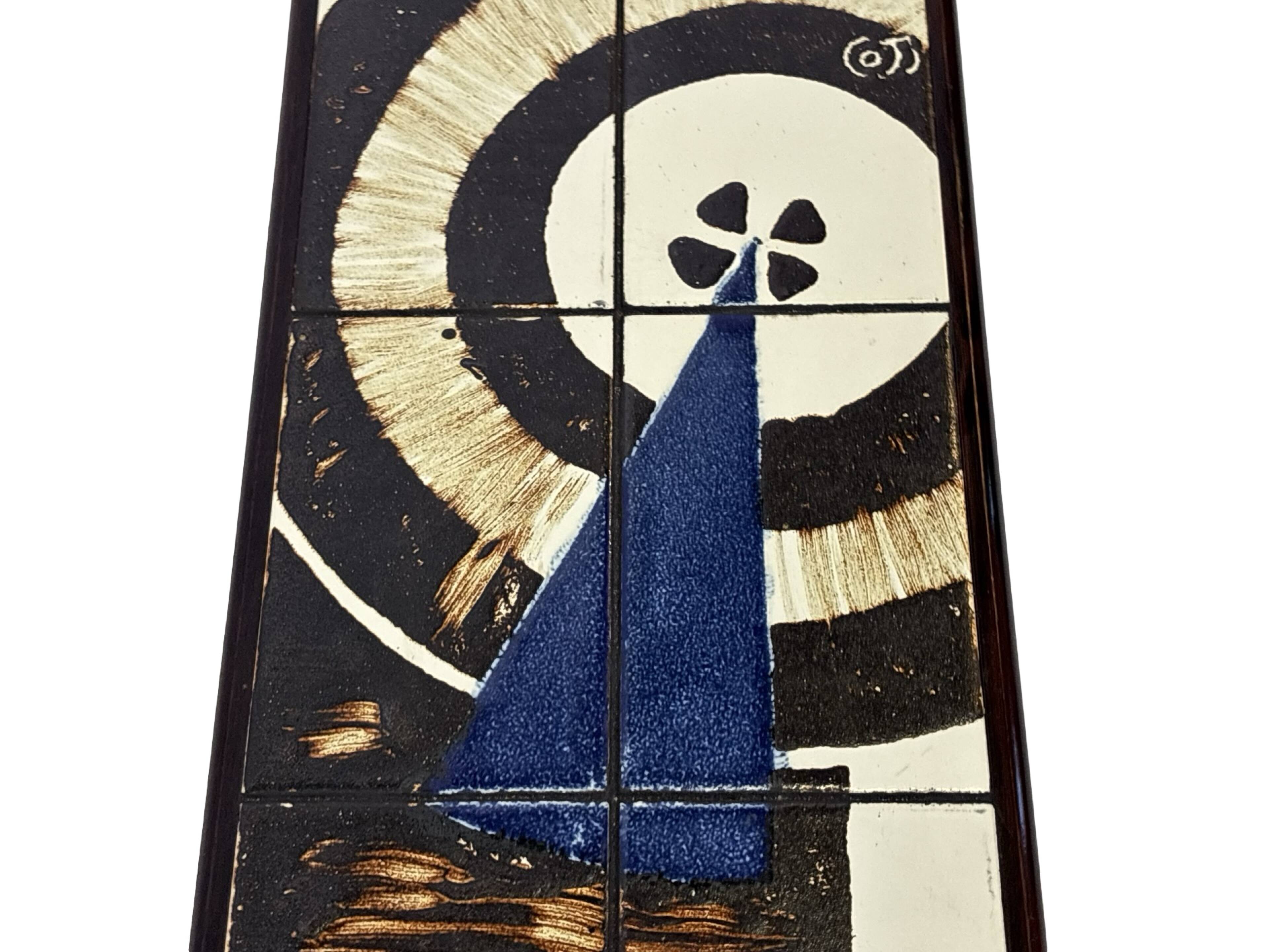 Vintage plant table small side table with rosewood tiles