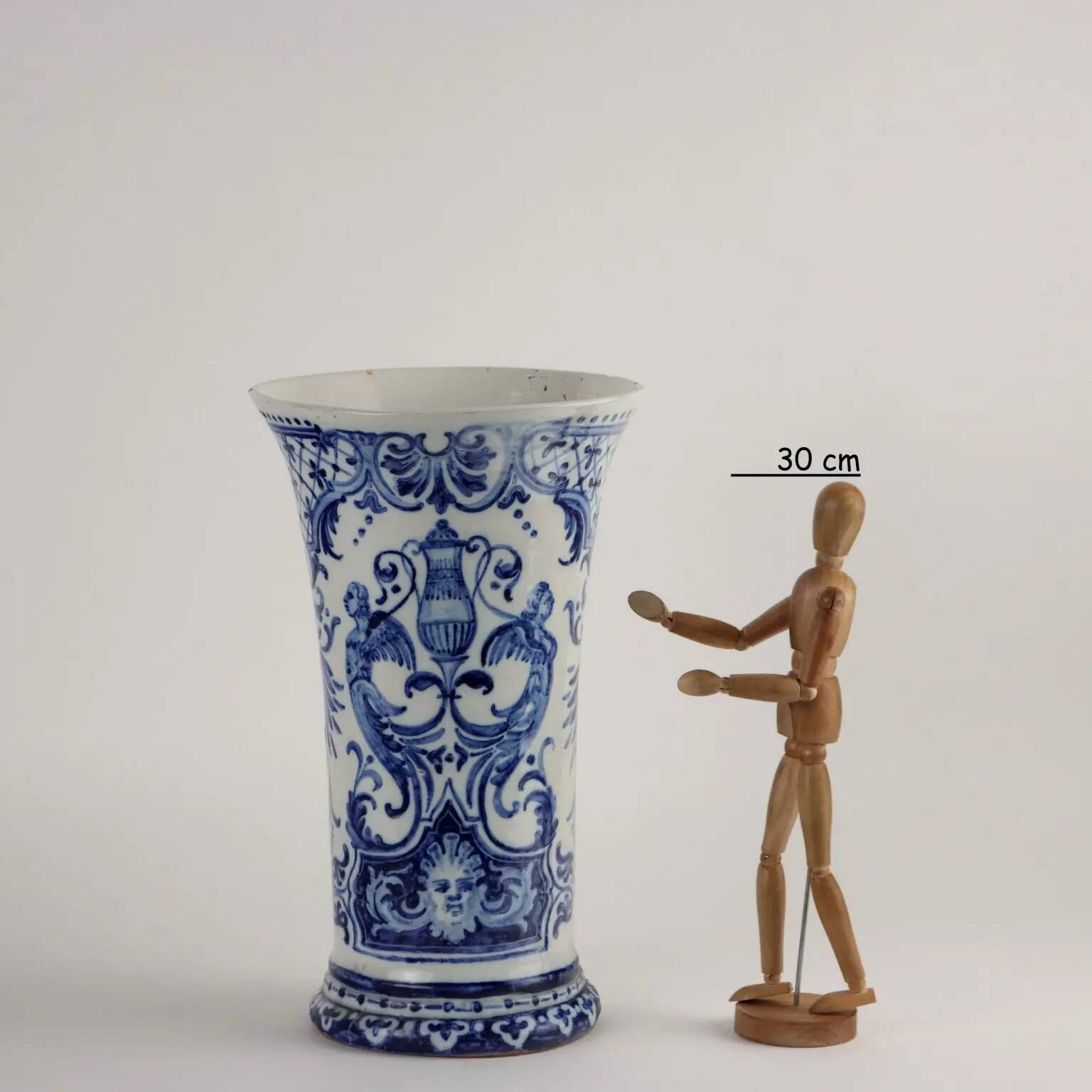 Antique earthenware vase from Gien, France, 18th century.