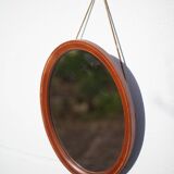 Miroir oval vintage, miroir à suspendre, miroir bois marqueté , miroir mural, décoration murale