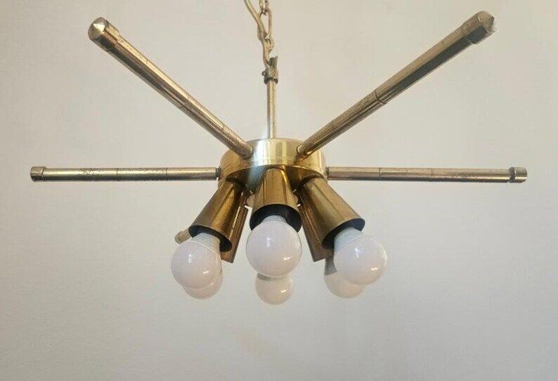 Rare Midcentury Brass Chandelier, 1970s