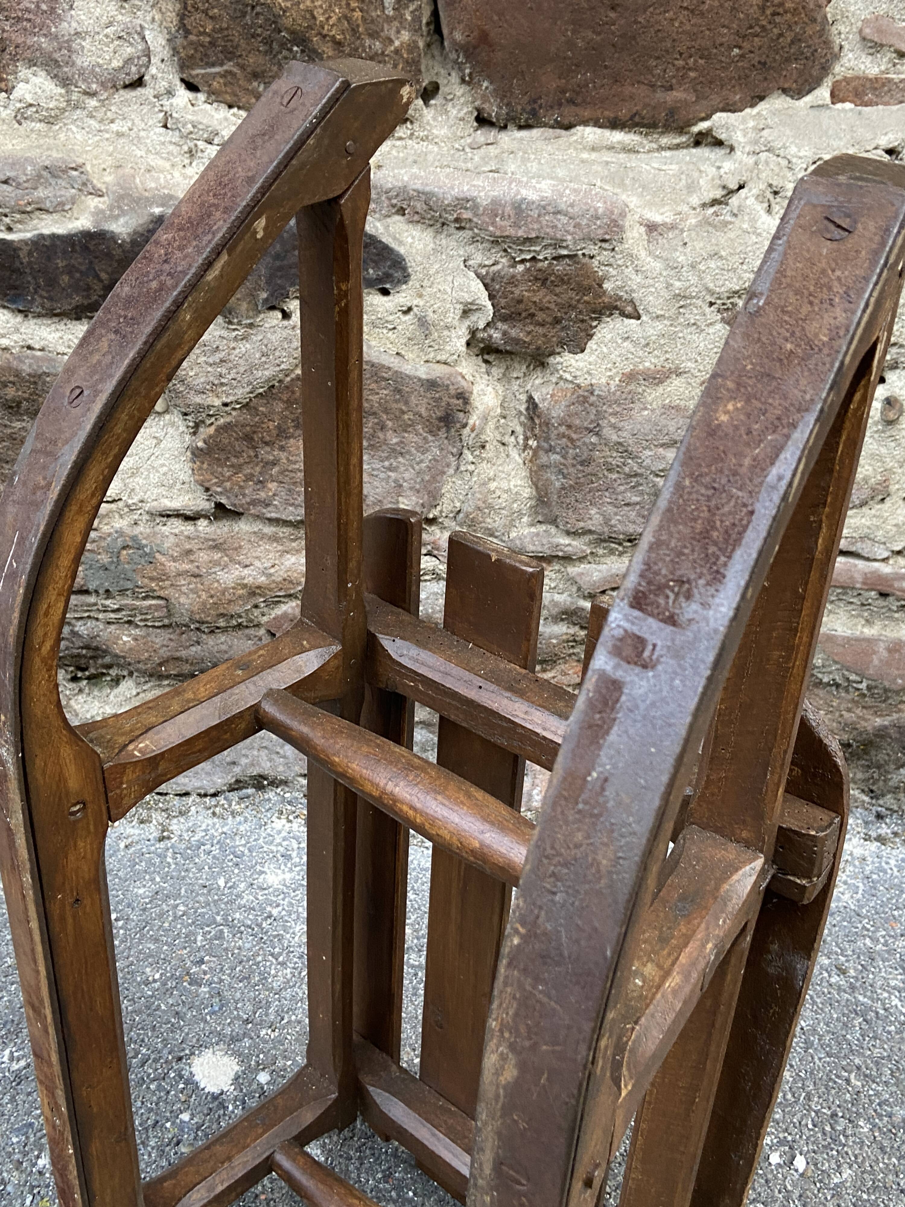 old sled sleigh Alsace Christmas decoration DAVOS style Wood 1900