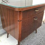 Scandinavian bedside feet compass 1970 walnut