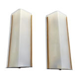 Perspex angle sconces and white lacquered metal with double lamp 1 pair