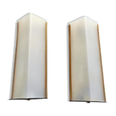 Perspex angle sconces and white lacquered metal with double lamp 1 pair
