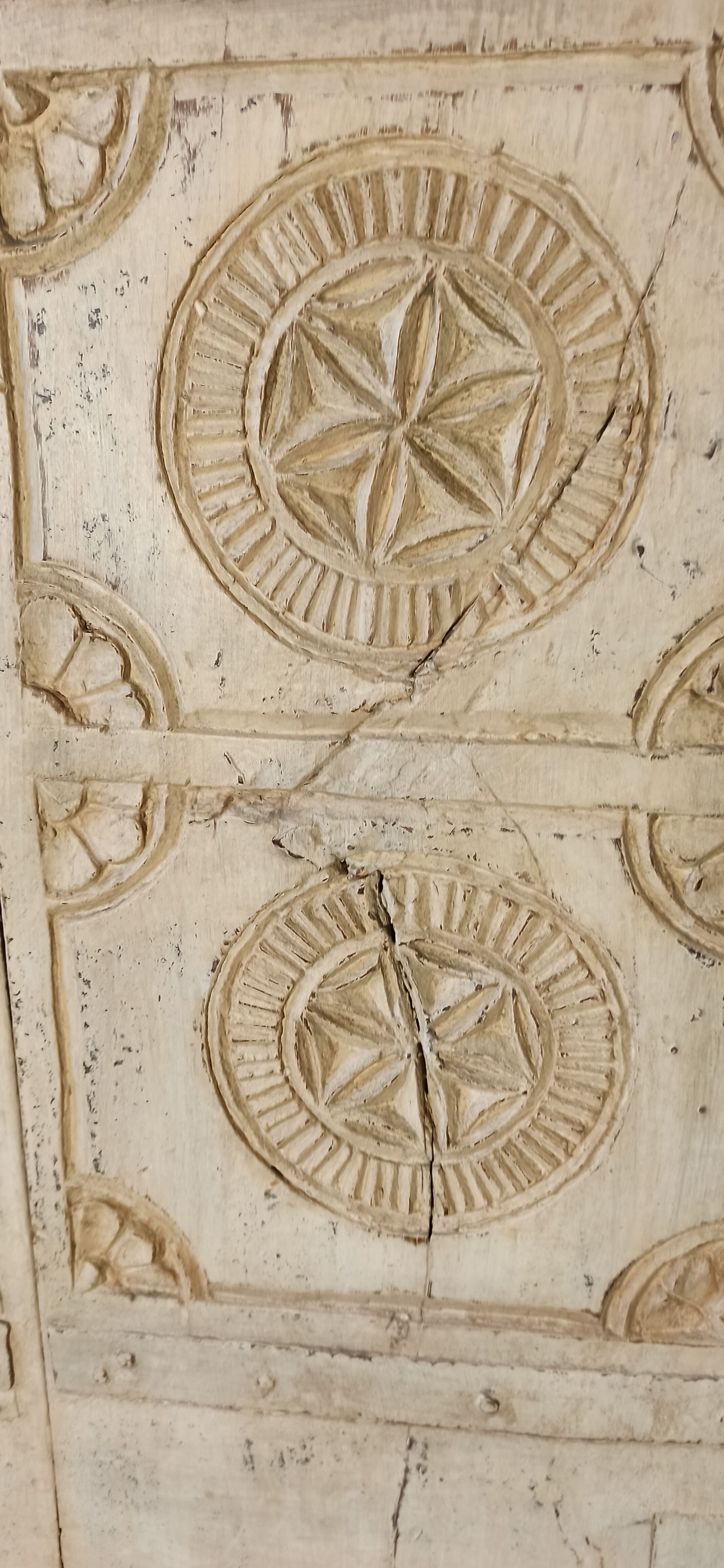 Old white wooden door