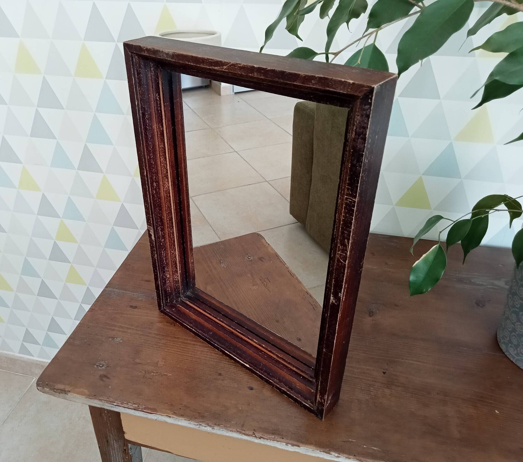 Vintage wooden mirror from the 50s/60s 39*29 cm