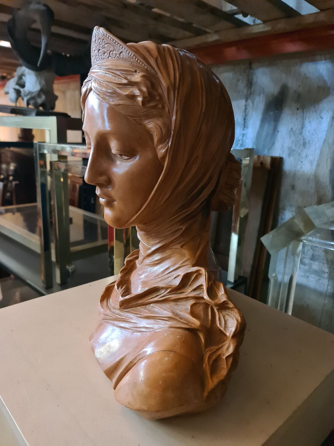 Terracotta bust of a woman