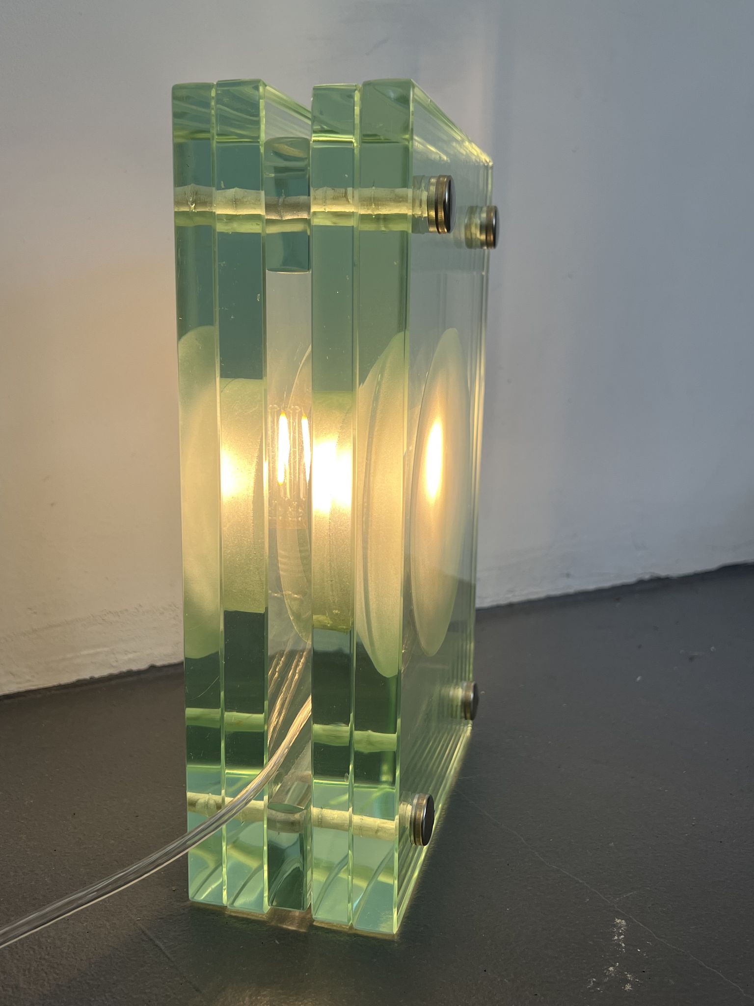 Italian Modern thick glass table lamp from 70s